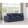Bowery Hill Upholstered Navy Linen Textured Fabric 2-Piece Modular Sofa