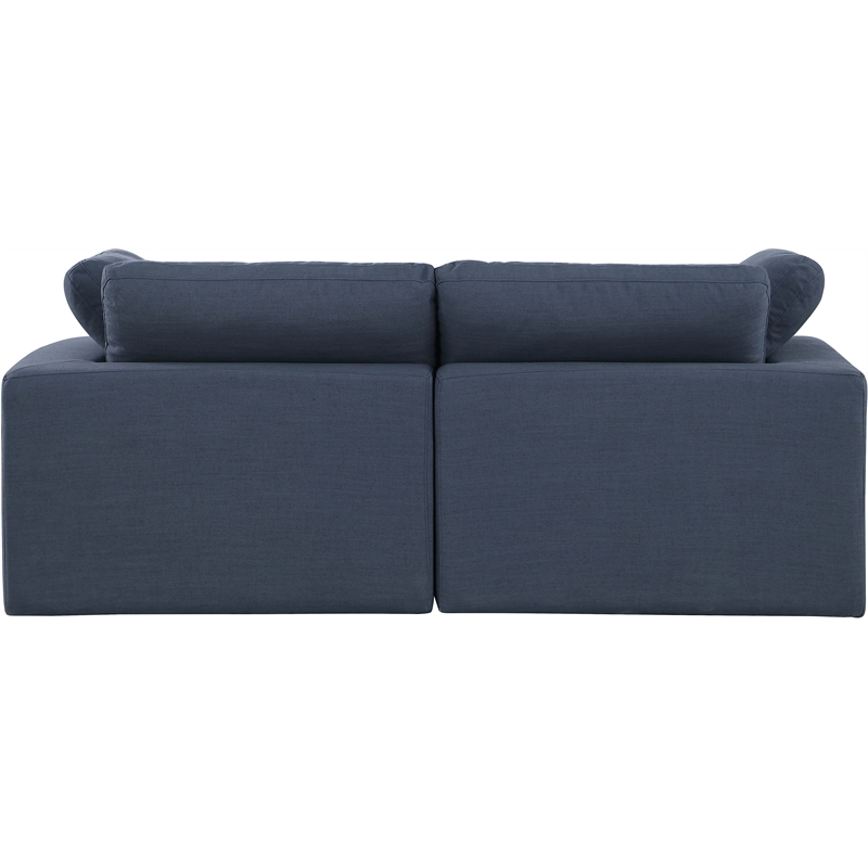 Bowery Hill Upholstered Navy Linen Textured Fabric 2-Piece Modular Sofa