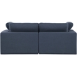 Bowery Hill Upholstered Navy Linen Textured Fabric 2-Piece Modular Sofa