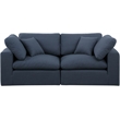 Bowery Hill Upholstered Navy Linen Textured Fabric 2-Piece Modular Sofa