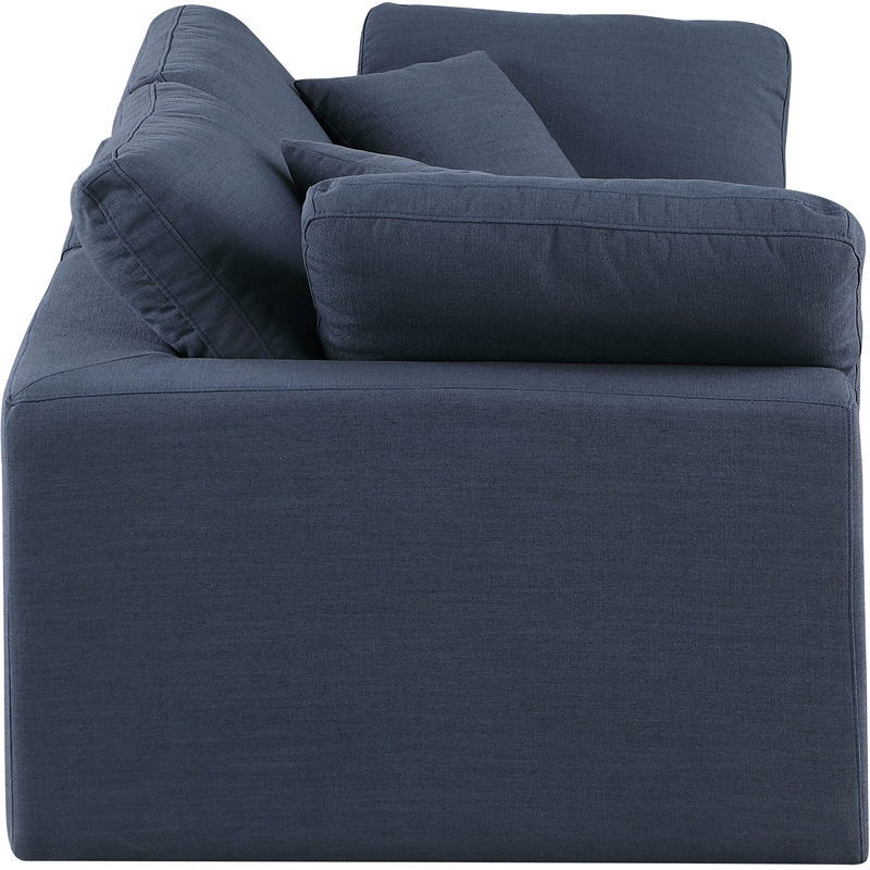 Bowery Hill Upholstered Navy Linen Textured Fabric 2-Piece Modular Sofa