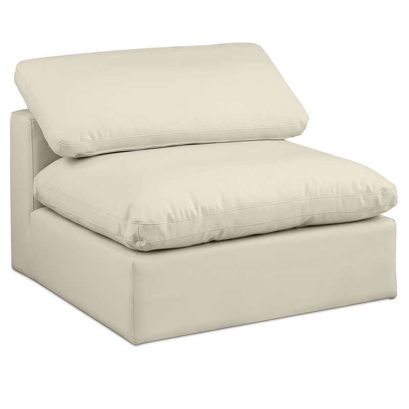 Bowery Hill Contemporary Soft Cream Vegan Leather Armless Chair
