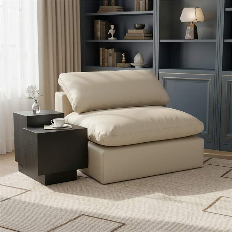 Bowery Hill Contemporary Soft Cream Vegan Leather Armless Chair