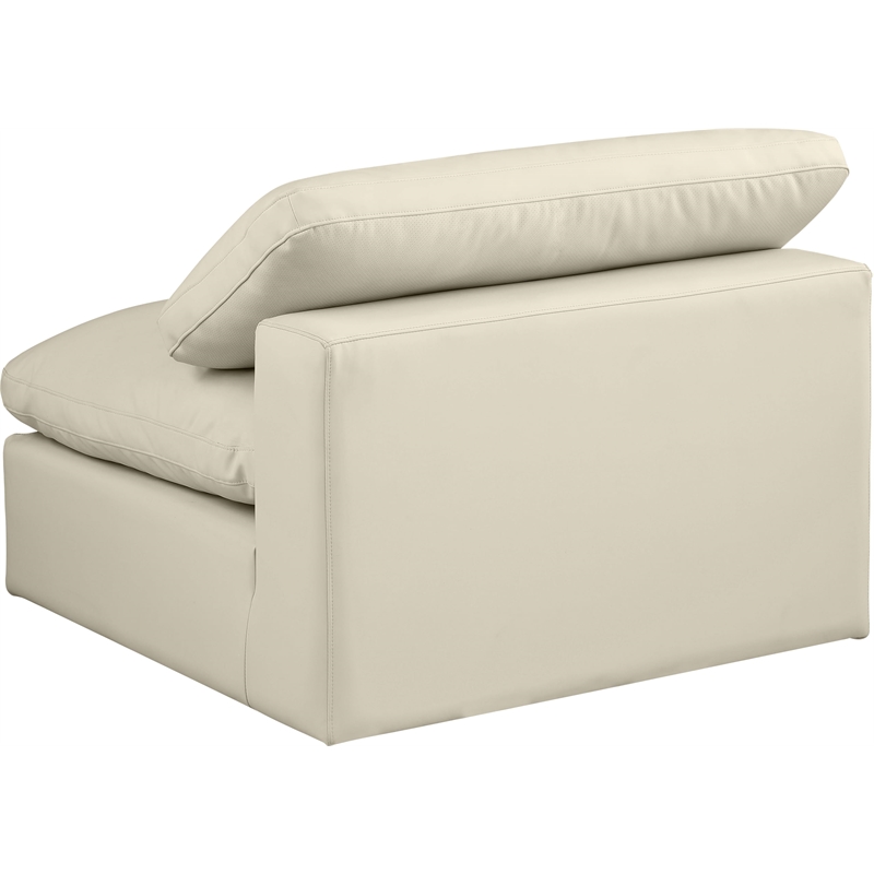 Bowery Hill Contemporary Soft Cream Vegan Leather Armless Chair
