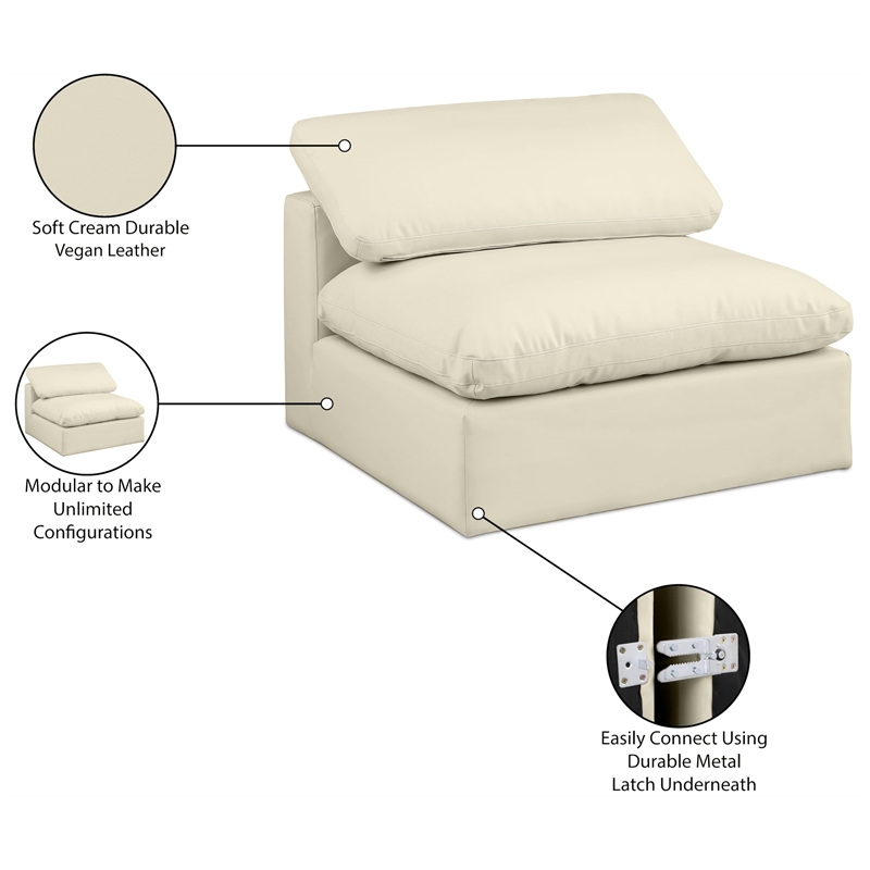 Bowery Hill Contemporary Soft Cream Vegan Leather Armless Chair