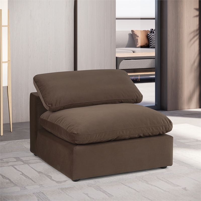 Bowery Hill Contemporary Soft Brown Durable Velvet Armless Chair