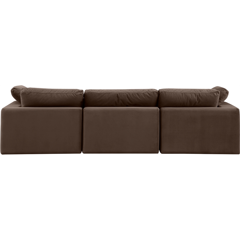 Bowery Hill Contemporary Soft Brown Velvet 3-Piece Modular Sofa