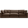 Bowery Hill Contemporary Soft Brown Velvet 3-Piece Modular Sofa