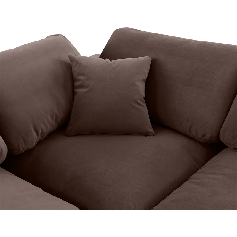 Bowery Hill Contemporary Soft Brown Velvet 3-Piece Modular Sofa