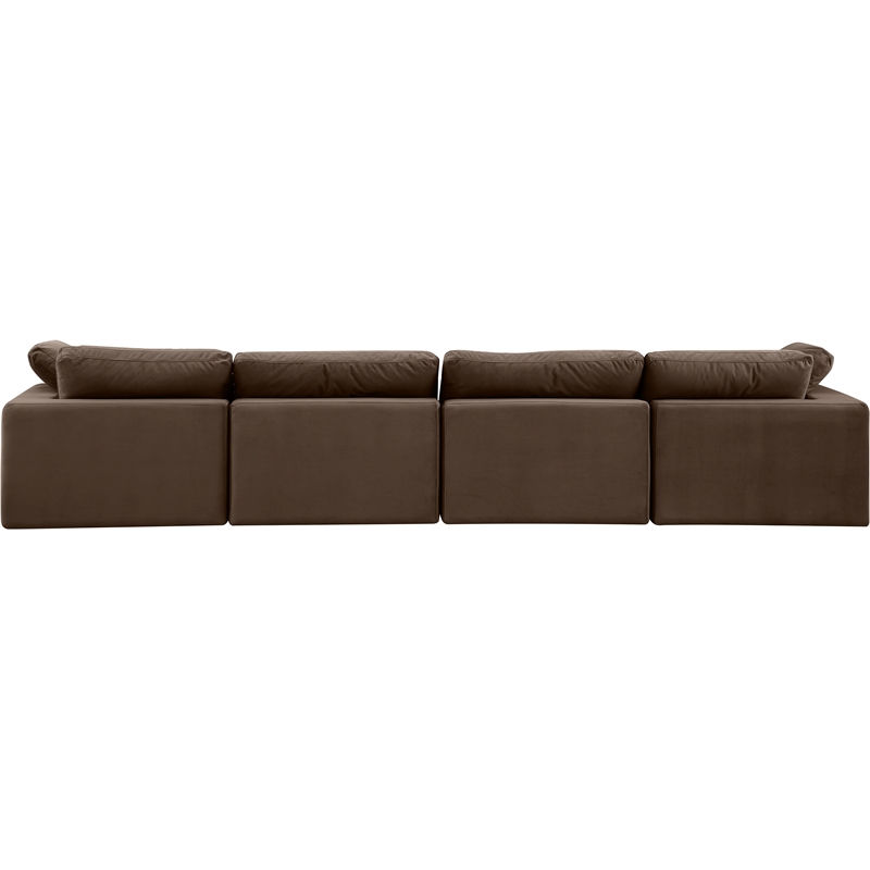 Bowery Hill Contemporary Soft Brown Velvet 4-Piece Modular Sofa