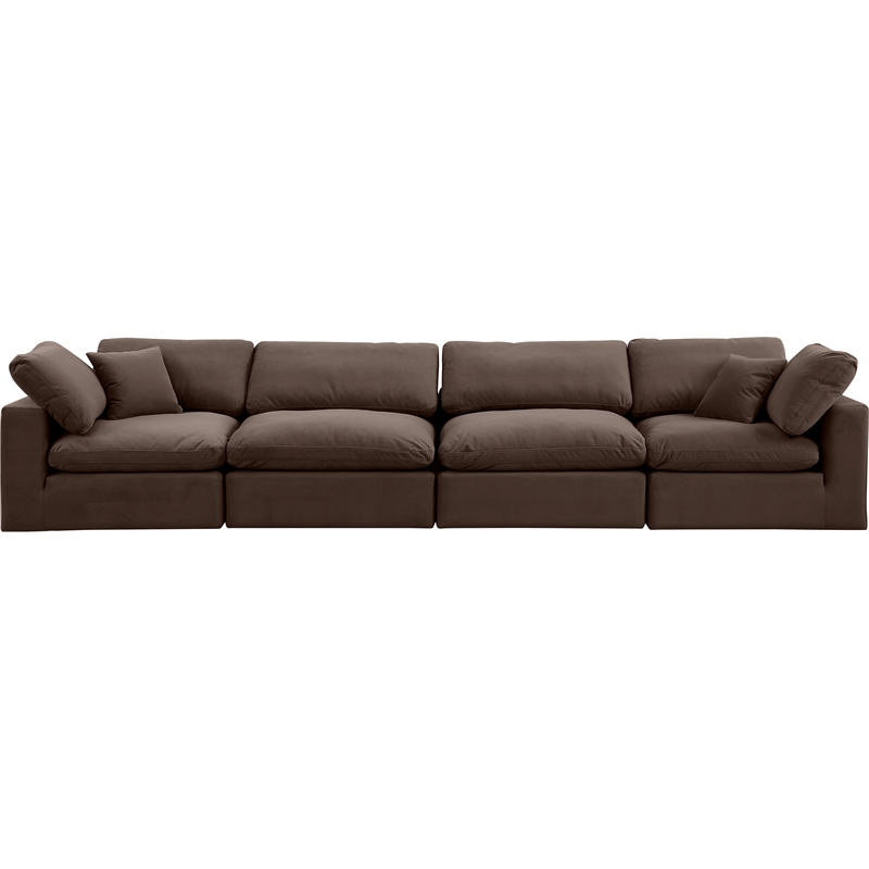 Bowery Hill Contemporary Soft Brown Velvet 4-Piece Modular Sofa