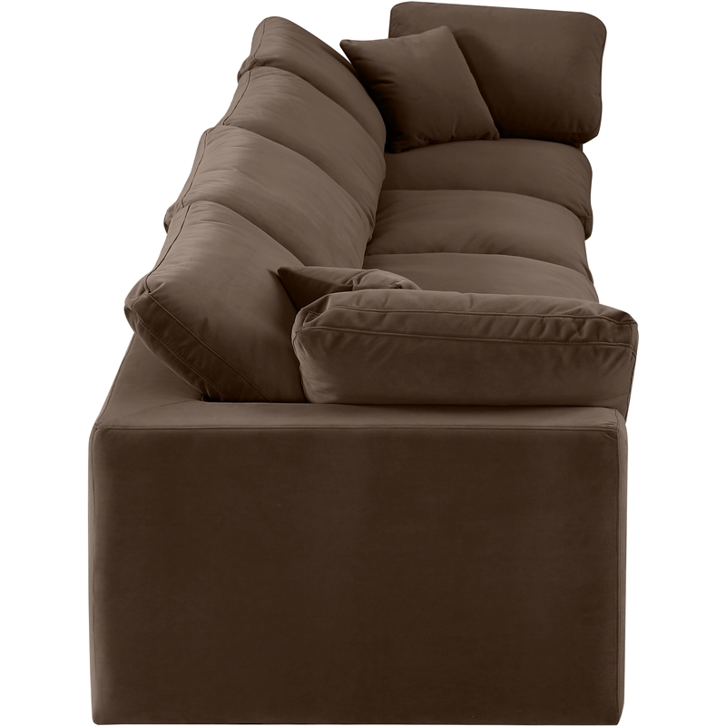 Bowery Hill Contemporary Soft Brown Velvet 4-Piece Modular Sofa