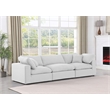 Bowery Hill Upholstered White Linen Textured Fabric 3-Piece Modular Sofa