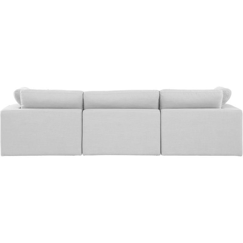 Bowery Hill Upholstered White Linen Textured Fabric 3-Piece Modular Sofa