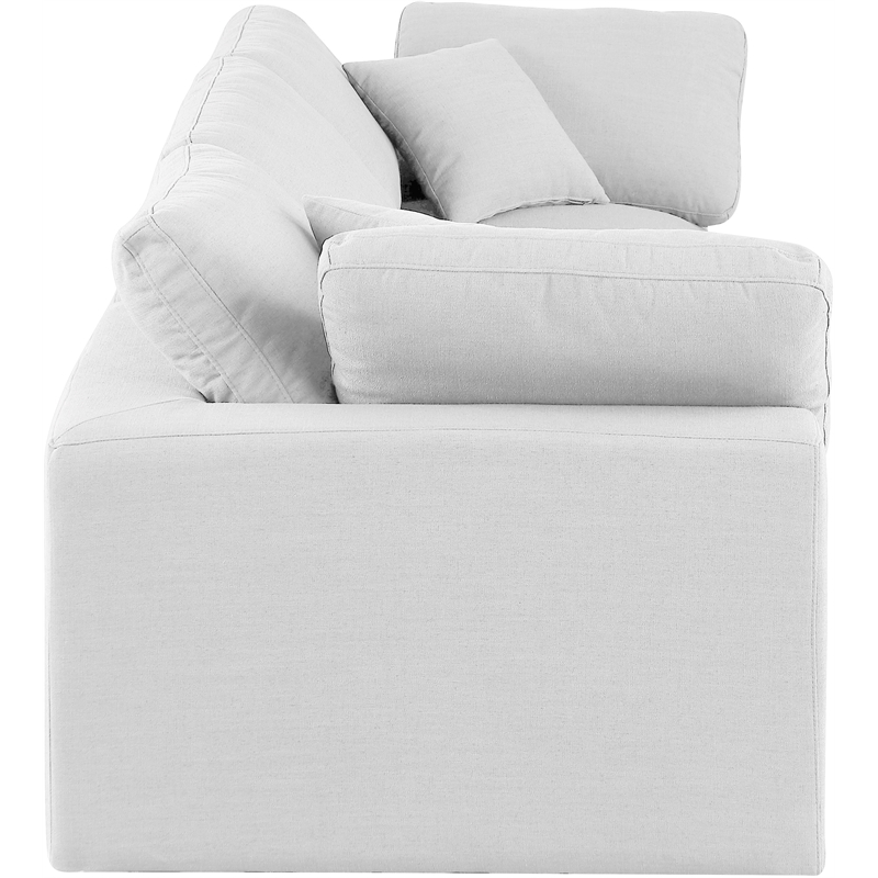 Bowery Hill Upholstered White Linen Textured Fabric 3-Piece Modular Sofa