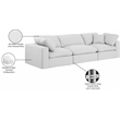 Bowery Hill Upholstered White Linen Textured Fabric 3-Piece Modular Sofa