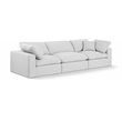 Bowery Hill Upholstered White Linen Textured Fabric 3-Piece Modular Sofa