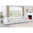 Bowery Hill Upholstered White Linen Textured Fabric 4-Piece Modular Sofa