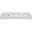 Bowery Hill Upholstered White Linen Textured Fabric 4-Piece Modular Sofa