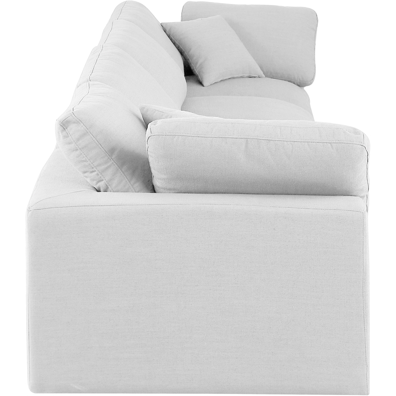 Bowery Hill Upholstered White Linen Textured Fabric 4-Piece Modular Sofa
