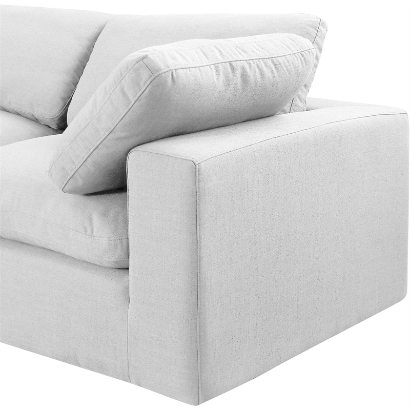 Bowery Hill Upholstered White Linen Textured Fabric 4-Piece Modular Sofa