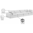 Bowery Hill Upholstered White Linen Textured Fabric 4-Piece Modular Sofa