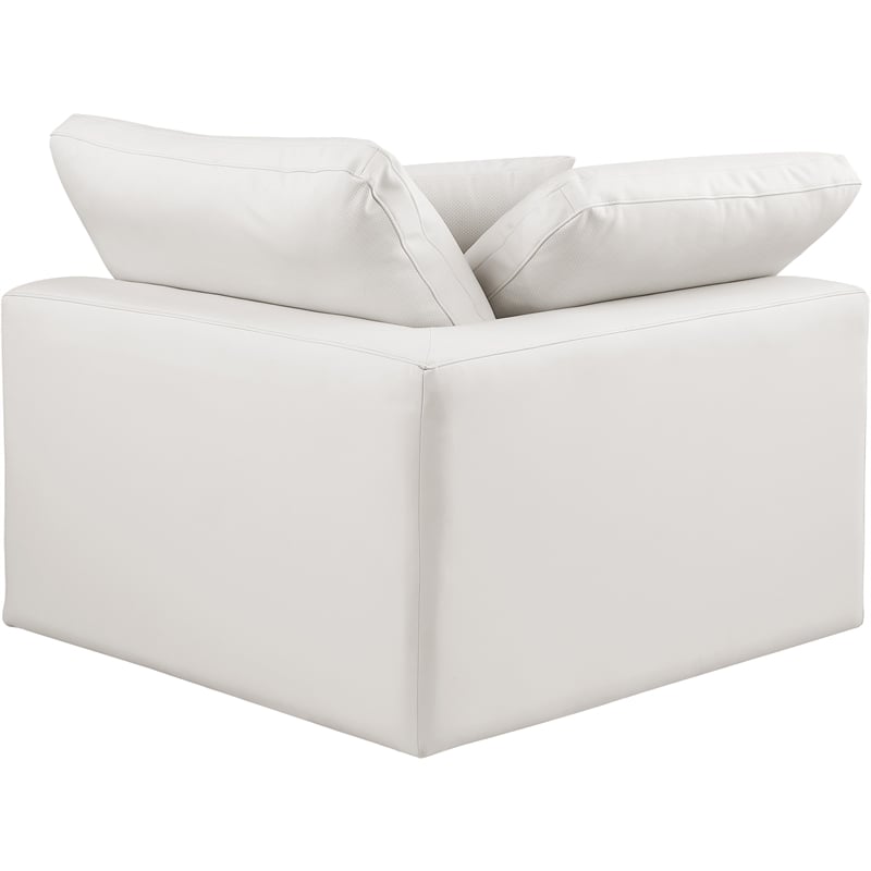 Bowery Hill Contemporary Soft Cream Vegan Leather Corner Chair