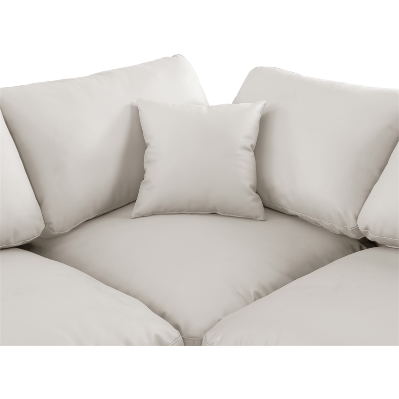 Bowery Hill Contemporary Soft Cream Vegan Leather Corner Chair