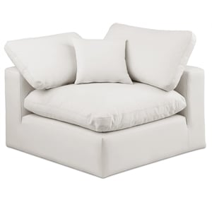 Bowery Hill Contemporary Soft Cream Vegan Leather Corner Chair