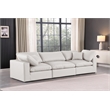 Bowery Hill Contemporary Cream Vegan Leather 3-Piece Modular Sofa