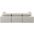 Bowery Hill Contemporary Cream Vegan Leather 3-Piece Modular Sofa