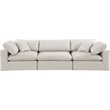 Bowery Hill Contemporary Cream Vegan Leather 3-Piece Modular Sofa