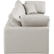 Bowery Hill Contemporary Cream Vegan Leather 3-Piece Modular Sofa