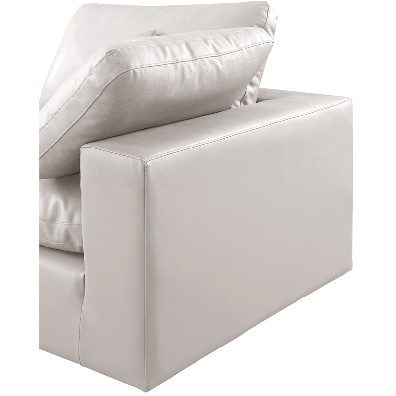 Bowery Hill Contemporary Cream Vegan Leather 3-Piece Modular Sofa