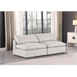 Bowery Hill Contemporary Cream Vegan Leather 2-Piece Modular Sofa