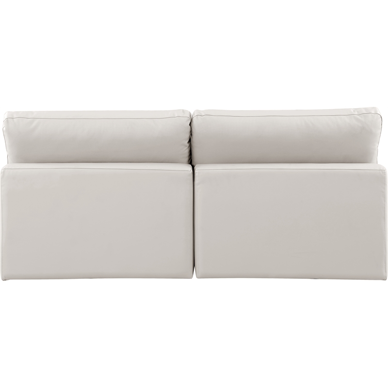Bowery Hill Contemporary Cream Vegan Leather 2-Piece Modular Sofa