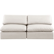 Bowery Hill Contemporary Cream Vegan Leather 2-Piece Modular Sofa