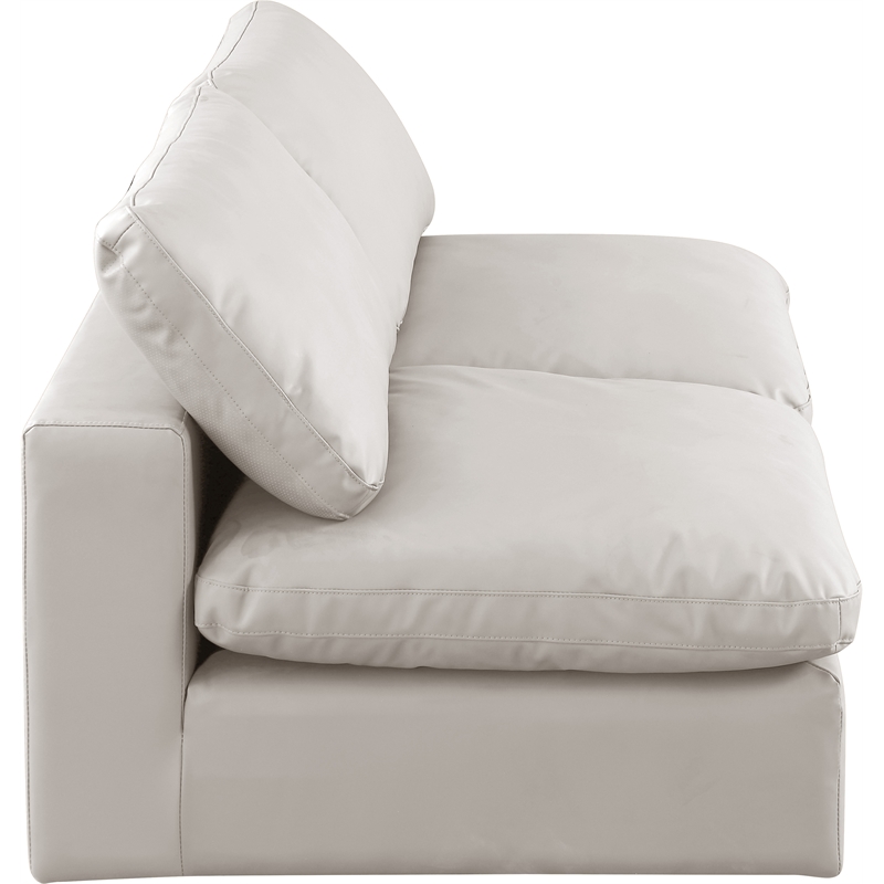 Bowery Hill Contemporary Cream Vegan Leather 2-Piece Modular Sofa