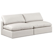 Bowery Hill Contemporary Cream Vegan Leather 2-Piece Modular Sofa