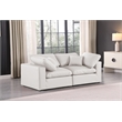 Bowery Hill Contemporary Cream Vegan Leather 2-Piece Modular Sofa
