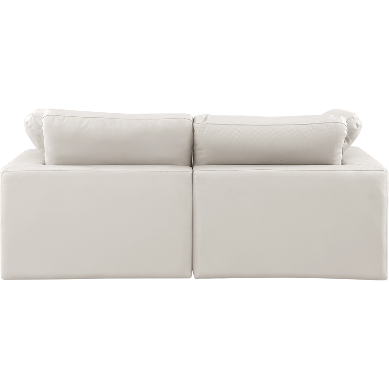 Bowery Hill Contemporary Cream Vegan Leather 2-Piece Modular Sofa