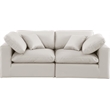 Bowery Hill Contemporary Cream Vegan Leather 2-Piece Modular Sofa