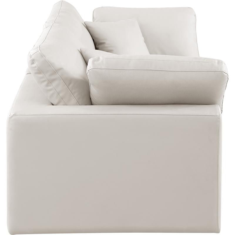 Bowery Hill Contemporary Cream Vegan Leather 2-Piece Modular Sofa