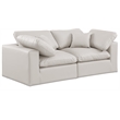 Bowery Hill Contemporary Cream Vegan Leather 2-Piece Modular Sofa