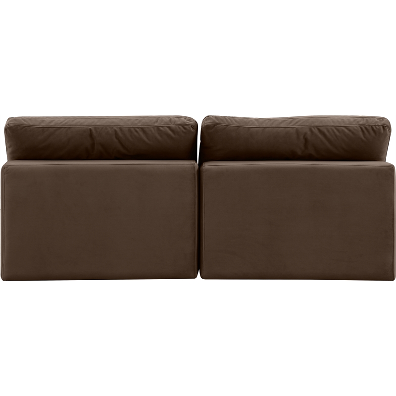 Bowery Hill Contemporary Soft Brown Velvet 2-Piece Modular Sofa