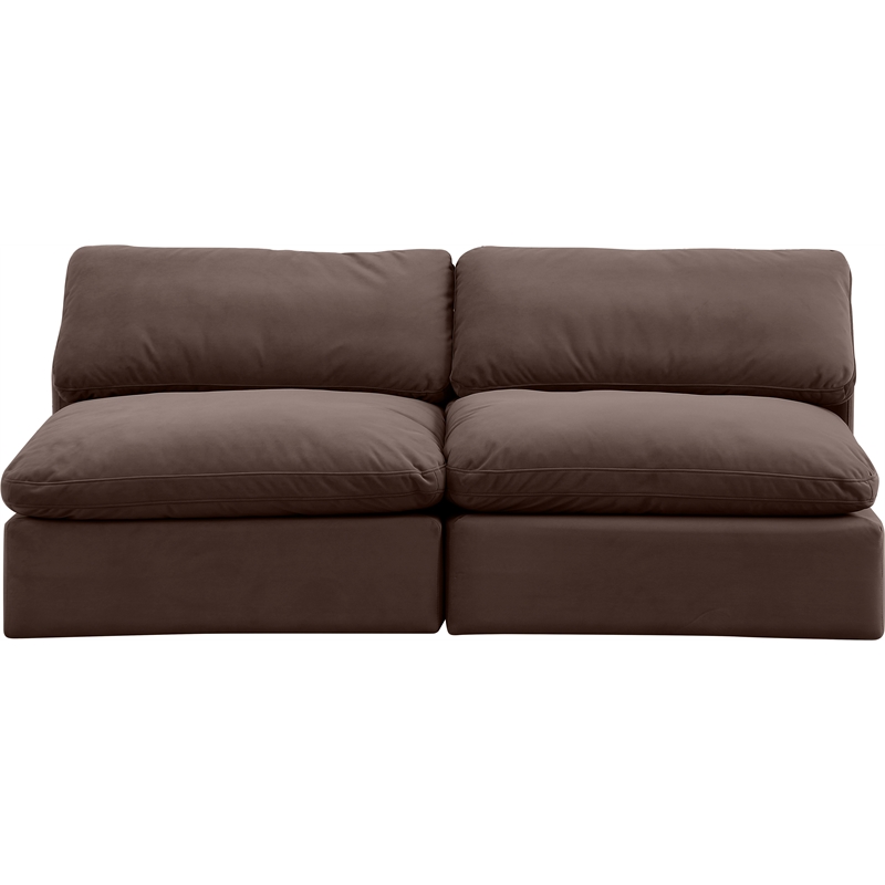 Bowery Hill Contemporary Soft Brown Velvet 2-Piece Modular Sofa