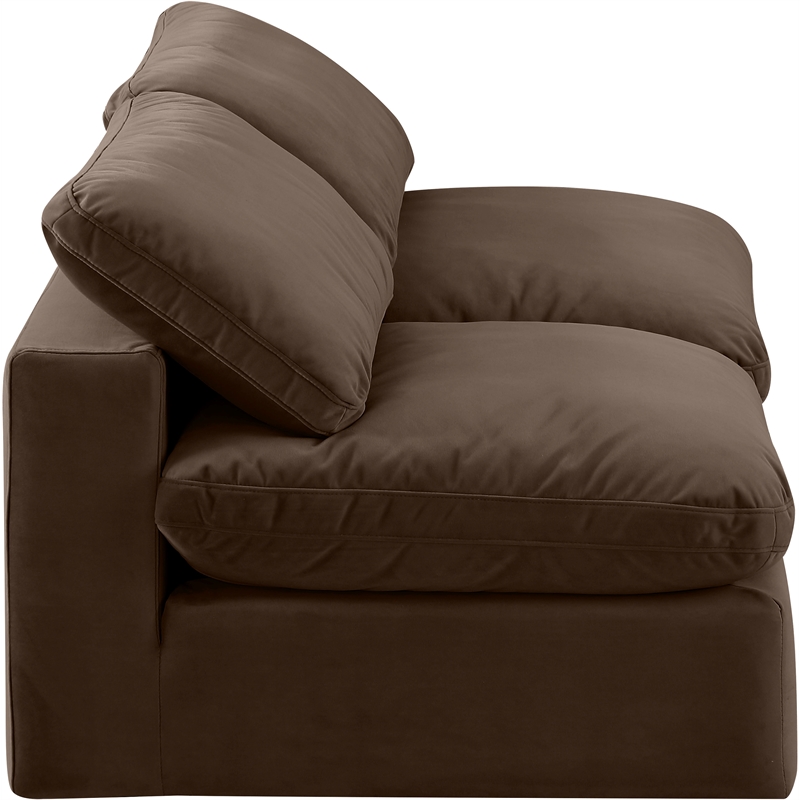 Bowery Hill Contemporary Soft Brown Velvet 2-Piece Modular Sofa