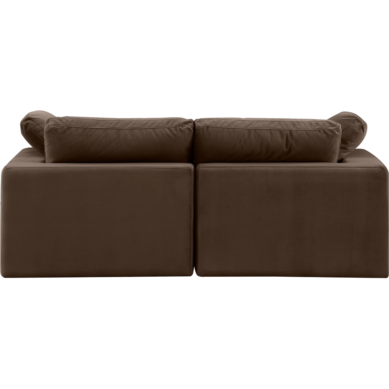 Bowery Hill Contemporary Soft Brown Velvet 2-Piece Modular Sofa