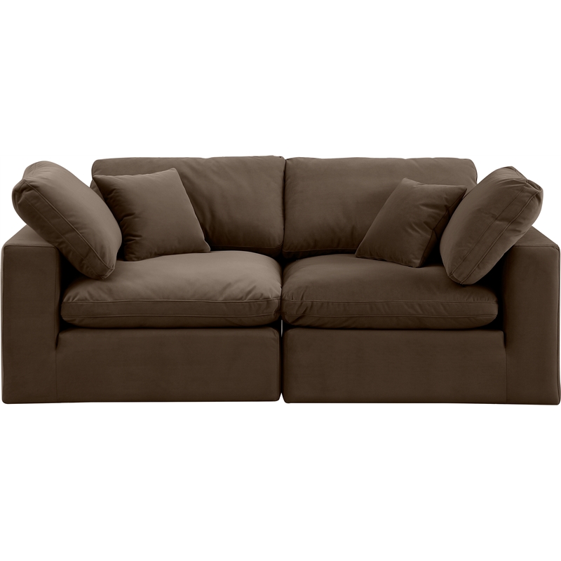 Bowery Hill Contemporary Soft Brown Velvet 2-Piece Modular Sofa