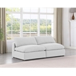 Bowery Hill Upholstered White Linen Textured Fabric 2-Piece Modular Sofa